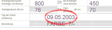 Erstzulassung alter Fahrzeugschein